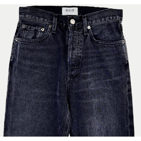 AGOLDE Lana Jeans Size 24 Faded Black Disorder Straight Button Fly Distressing - Picture 5 of 16